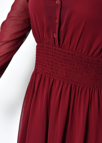 Бордова кежуал сукня жіноча шифонова бордового кольору балон Let's Shop однотонна