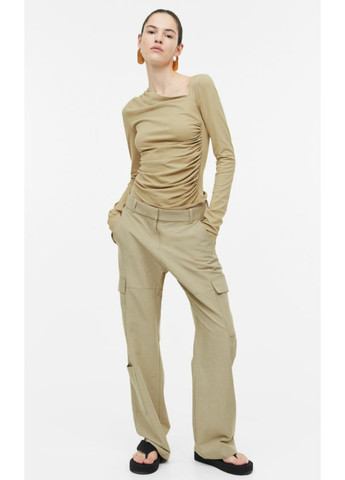 Женские брюки карго из льняной смеси Н&М (55997) XS Бежевые H&M (260043849)