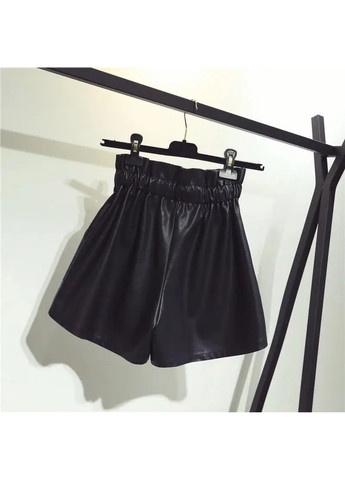 Женские шорты с карманами из экокожи черные No Brand (268463879)