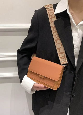 Женская классическая сумочка через плечо кросс-боди на ремешке бархатная велюровая замшевая рыжая коричневая No Brand (262672679)