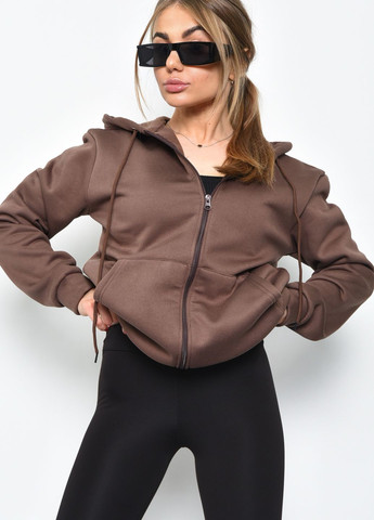 Спортивная кофта женская на флисе коричневого цвета Let's Shop (272092366)