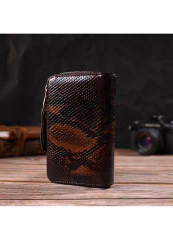 Відмінне лаковане жіноче портмоне середнього розміру з натуральної шкіри з тисненням під змію 21714 Різнокольорове Canpellini (259815854)