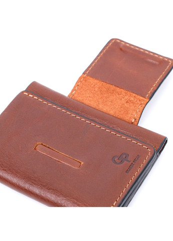 Невеликий гаманець з натуральної шкіри в три додавання 11662 Коричневий Grande Pelle (267932213)