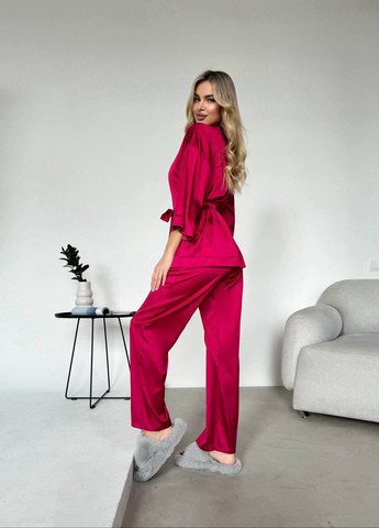Малиновая всесезон пижама кофта + брюки Garna