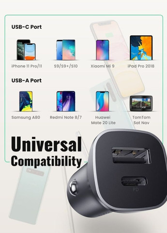 Автомобильное зарядное устройство CD130 Dual USB Car Charger (Space Gray) (30780) Ugreen (260395824)