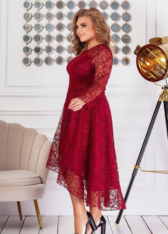 Бордовое женское нарядное платье цвет марсал р.48/50 445745 New Trend