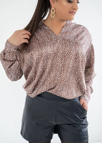 Бежевая женская рубашка из шелка армани цвет мокко р.44/48 446631 New Trend