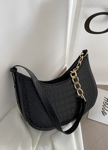 Женская сумочка багет рептилия черная No Brand (259294533)