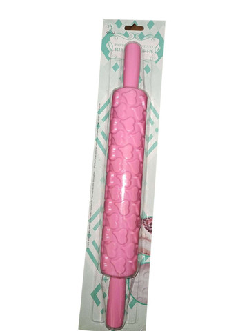 Скалка текстурна кондитерська пластикова для мастики з візерунком Серця 39 см Ø 5.3 см Kitchen Master (260659903)