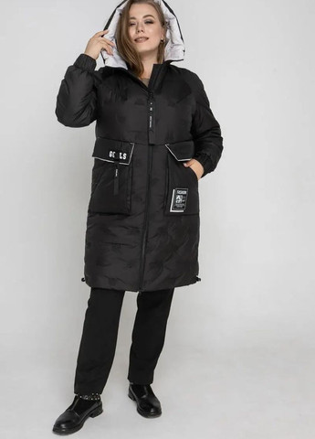 Черно-белая зимняя зимняя женская куртка большого размера SK