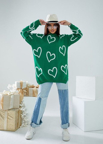 Зелений светр туніка сердця зелений No Brand