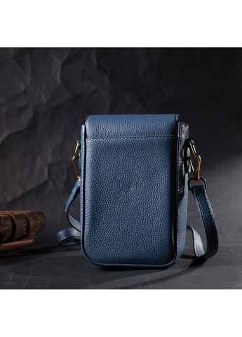 Женская сумка вертикального формата с клапаном из натуральной кожи 22310 Голубая Vintage (276461831)