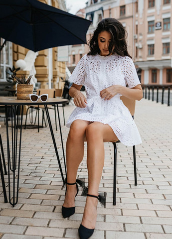 Белое повседневный летнее платье из прошвы Jadone Fashion
