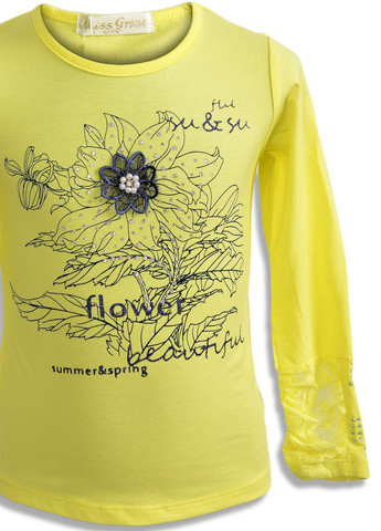 Желтая футболки батник дівчинка (008)11896-736 Lemanta