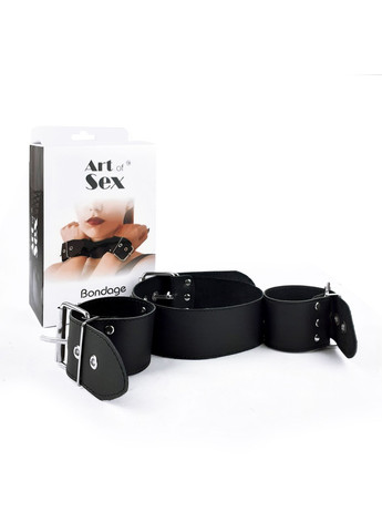 Ошейник с наручниками из натуральной кожи Art of Sex - Bondage Collar with Handcuffs ADDICTION (258470898)