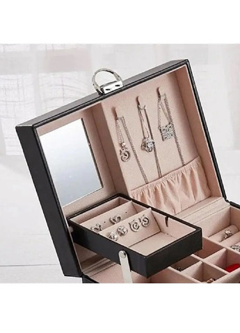 Шкатулка сундук органайзер коробка футляр для хранения украшений бижутерии эко кожа 23х17.5х12 см (474617-Prob) Черная Unbranded (259113371)