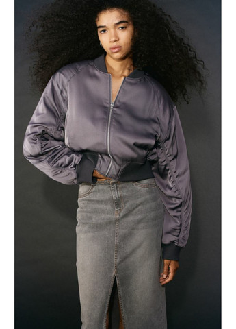Серая демисезонная женская куртка бомбер н&м (56060) xs серая H&M