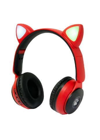 Бездротові дитячі компактні блютус навушники з котячими вушками і лапами, що світяться, 19х18х7 см (474151-Prob) Червоні Unbranded (257470810)