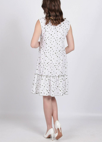 Белое кэжуал платье женское 339 горох хаки софт белое Актуаль