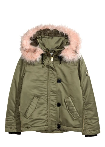 Оливкова (хакі) куртка демісезон,хакі-рожевий, H&M