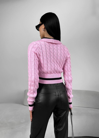 Женский топ с V-образным вырезом цвет розовый-черный р.42/46 432203 New Trend (258967827)