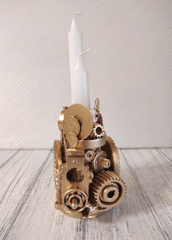 Сувенір підсвічник свічник стімпанк з металу з золотим напиленням ручна робота хендмейд подарунок SuvenirPodarokZP 7 (256615303)