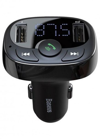 FM Трансмиттер T-typed Bluetooth MP3 charger with car holder black (CCTM-01) Baseus (260736155)
