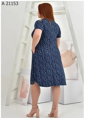 Синее повседневный женское платье большого размера SK