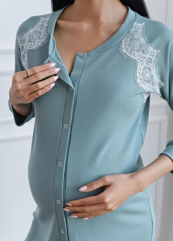 Нічна сорочка для вагітних та годуючих мам м'ятна Мамин Дом (269081057)