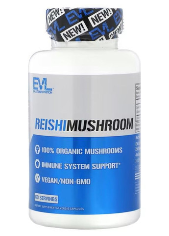 Рейші Reishi Mushroom 60 Veggie Capsules EVLution Nutrition (275333521)