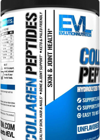 Хондропротектор Collagen Peptides Hydrolyzed Type I & III Collagen 330 g (Unflavored) EVLution Nutrition (265092123)