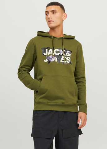 Худи флис,бледно-зеленый с принтом,JACK&JONES Jack & Jones (275130669)