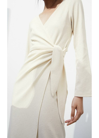 Світло-бежева коктейльна жіноча трикотажна сукня н&м (56482) s світло-бежева H&M