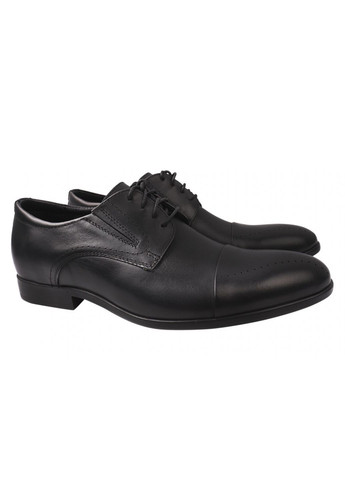 Черные туфли мужские из натуральной кожи, на низком ходу, на шнуровке, черные, украина Vadrus