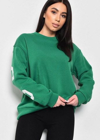Світшот жіночий зеленого кольору Let's Shop - Прямий крій напис зелений спортивний поліестер - (276963267)