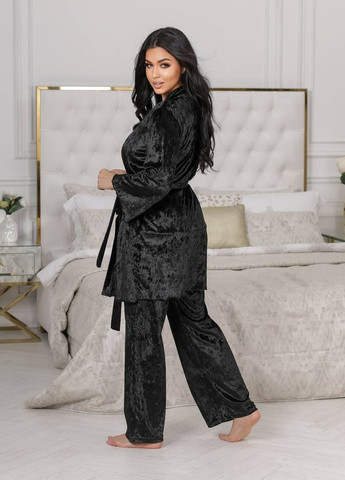 Черная женская пижама-тройка цвет черный р.50/52 447461 New Trend