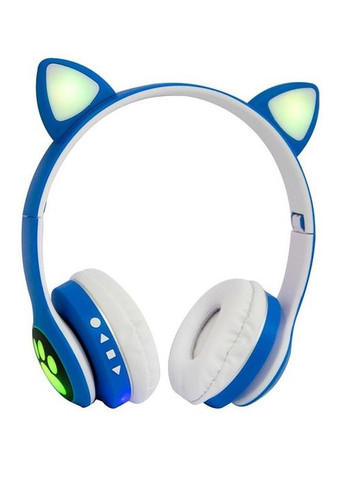 Навушники бездротові Cat Ear VZV-23M Bluetooth з RGB підсвіткою і котячими вушками Сині No Brand (276525861)