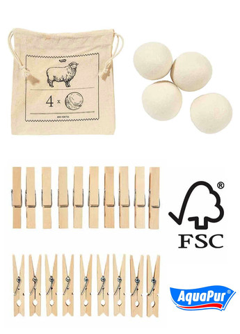Наборы прищепок и мячики для сушилки (4 набора) Aquapur (259665499)
