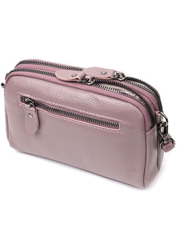 Сумка жіноча цікавого кольору на два відділення з натуральної шкіри 22279 Фіолетова Vintage (276461772)