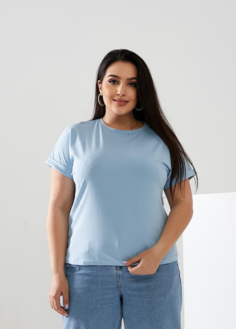 Блакитна жіноча футболка колір блакитний р.42/46 432366 New Trend