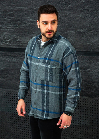 Серо-синяя кэжуал рубашка в клетку Vakko