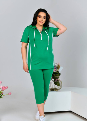 Жіночий костюм з лосинами колір зелений р.50/52 433027 New Trend (258706276)