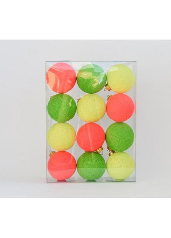 Набор ёлочных игрушек из ниточных шариков 6,5 см, 12 шт Яркие Cotton Ball Lights (269462848)
