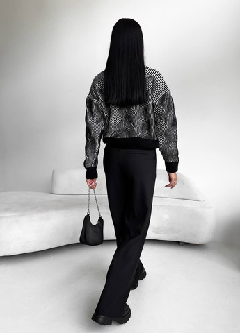 Женский джемпер с имитацией колоска цвет черный белый р.42/46 441541 New Trend (263134051)