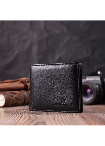 Шкіряне чоловіче портмоне із затискачем 22481 Чорний st leather (277980542)
