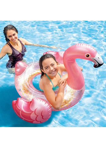 Надувной одноместный круг для плавания в бассейне на пляже для детей взрослых 99х89х71 см (474834-Prob) Фламинго перламутровый Unbranded (259960435)
