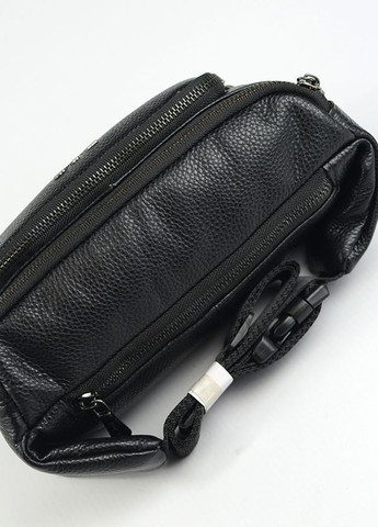 Кожаная черная поясная сумочка бананка через плечо, нагрудная маленькая сумка из натуральной кожи No Brand (266914603)