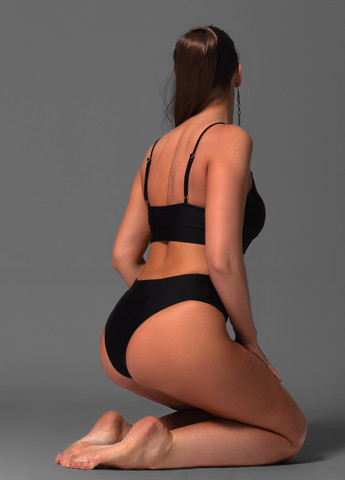 Черные плавки женские бразилиан с високой посадкой бифлекс чёрный Maybel