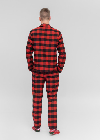 Піжама чоловіча домашня фланелева сорочка зі штанами Червона клітинка Maybel (256740070)