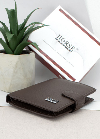 Портмоне чоловіче шкіряне 010A-1 коричневе на кнопці Horse Imperial (273232494)